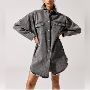 Bohme Jean Jacket/Dress Mineral Wash Black Denim Front Opening Gun Metal Snaps S